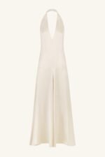 SAVANNA HALTER OPEN BACK MAXI DRESS - PEARL - Image 8