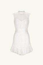CLEMENCE SLEEVELESS RUCHED MINI DRESS - IVORY - Image 7