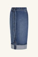 BOYD SPLIT FRONT PENCIL MIDI SKIRT - VINTAGE BLUE - Image 6