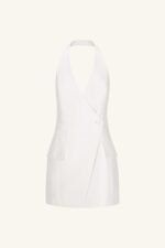 CALCITE TAILORED WRAP MINI DRESS - IVORY - Image 8