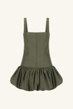 MAIORI SQUARE NECK BUBBLE MINI DRESS - ARMY GREEN - Image 6