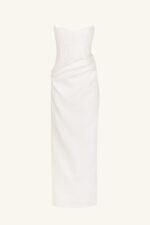 OAKLEY STRAPLESS DRAPED MAXI DRESS - IVORY - Image 8
