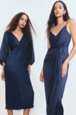 LUMIERE TIE FRONT MIDI DRESS - NIGHT SKY - Image 6
