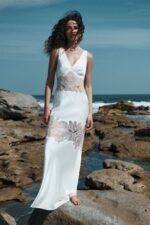 STRATUS PLUNGED LACE PANELLED MAXI DRESS - IVORY - Image 5